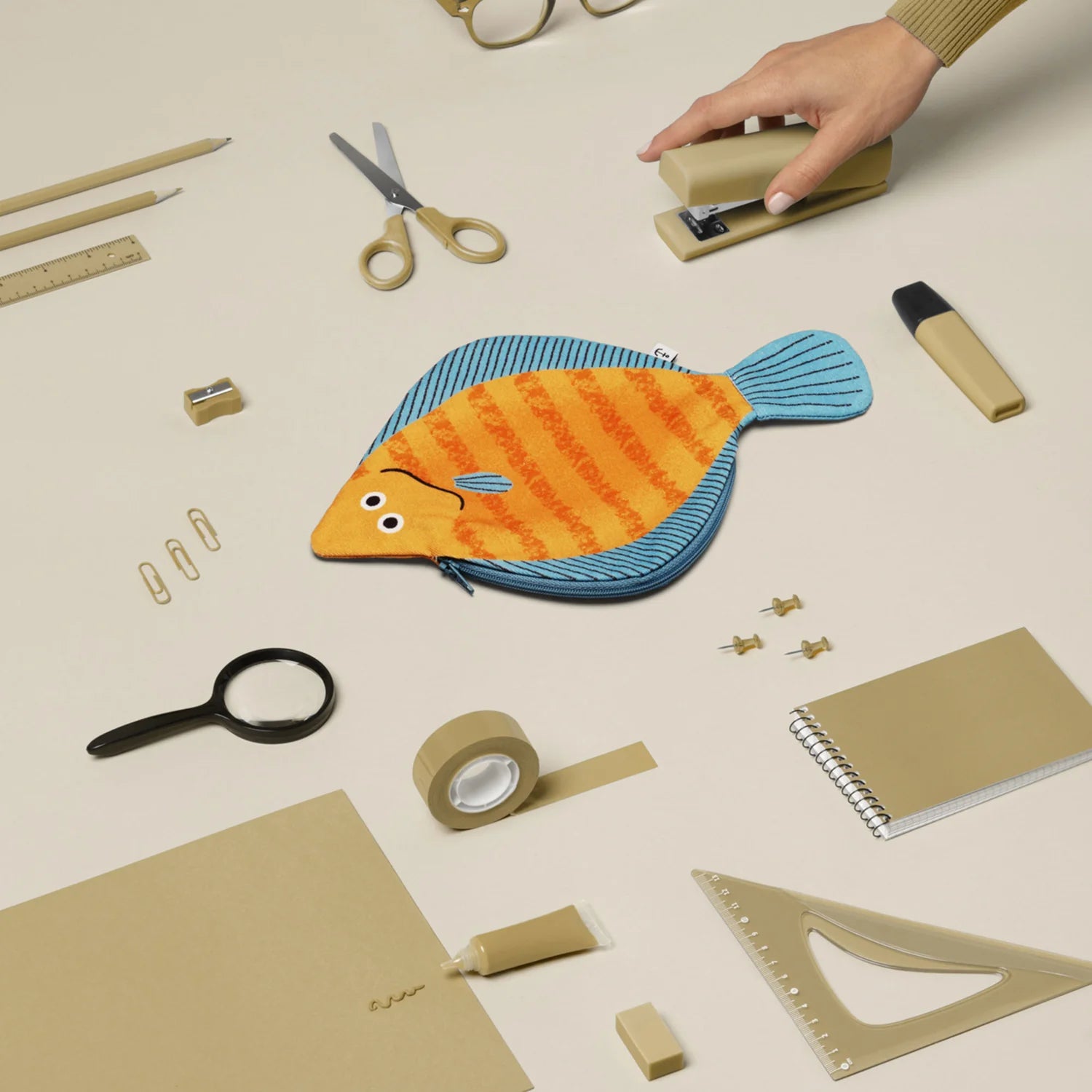Plaice Pouch in 100% cotton - yellow
