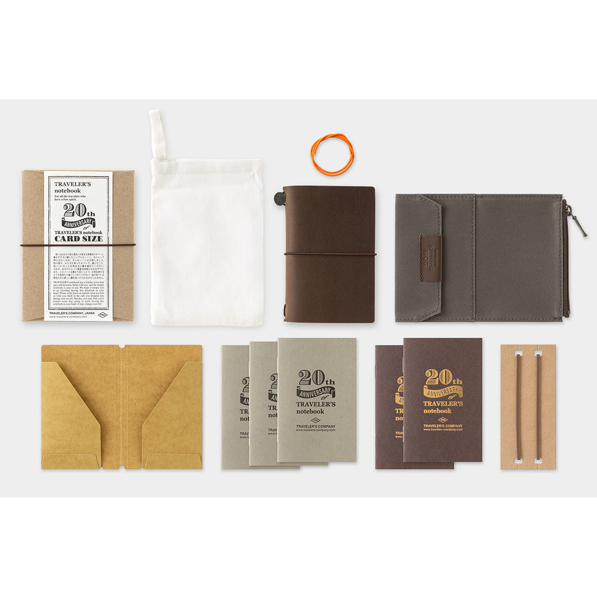TRAVELER’S notebook Card Size 20th Anniversary Set Brown