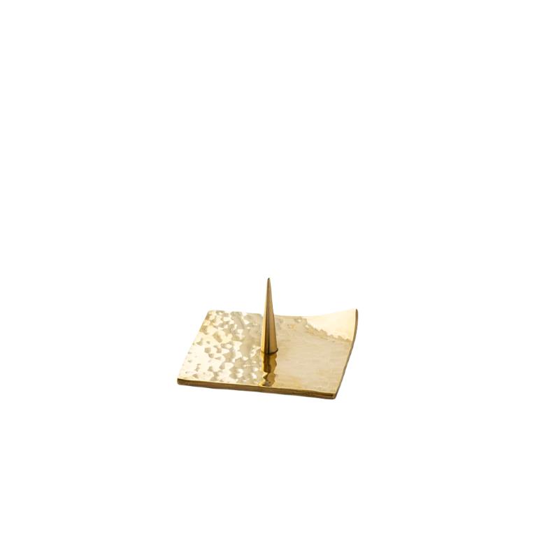 Candle Stand - Tsuchi Ita Hammered Plate - Square - Brass
