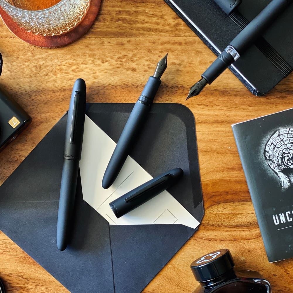 Estie Fountain Pen With Push Piston Raven Black Matte