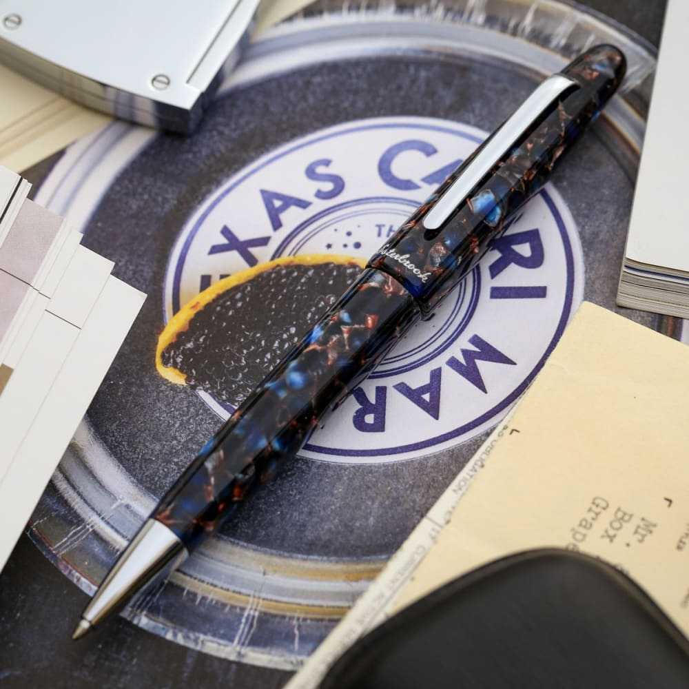 Estie Nouveau Blue Gold Trim Rollerball - Fountain Pen