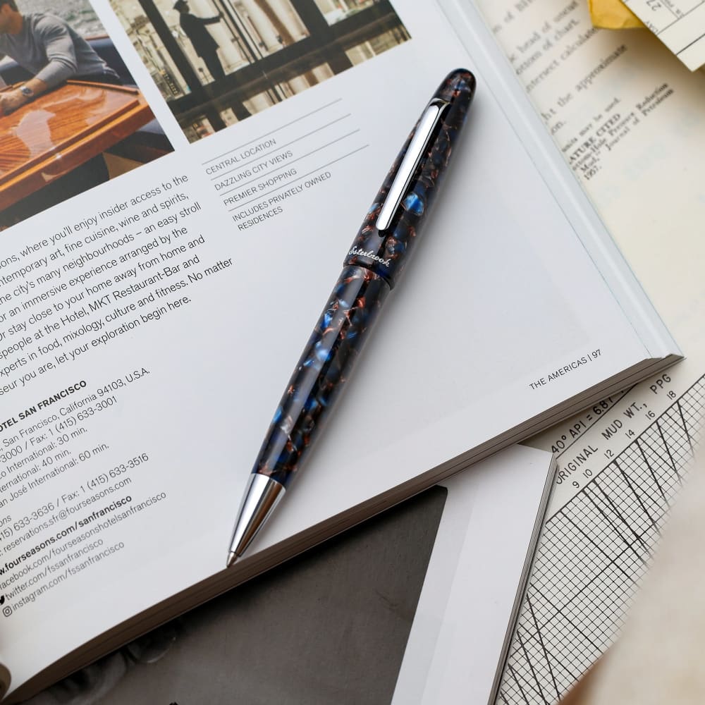 Estie Nouveau Blue Gold Trim Rollerball - Fountain Pen