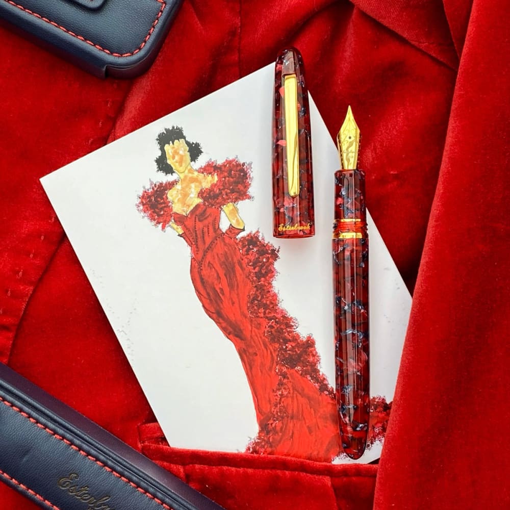 Estie Scarlet Palladium Trim Rollerball - Fountain Pen