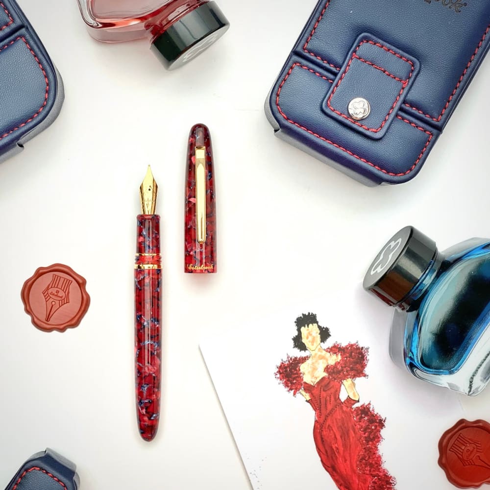 Estie Scarlet Palladium Trim Rollerball - Fountain Pen