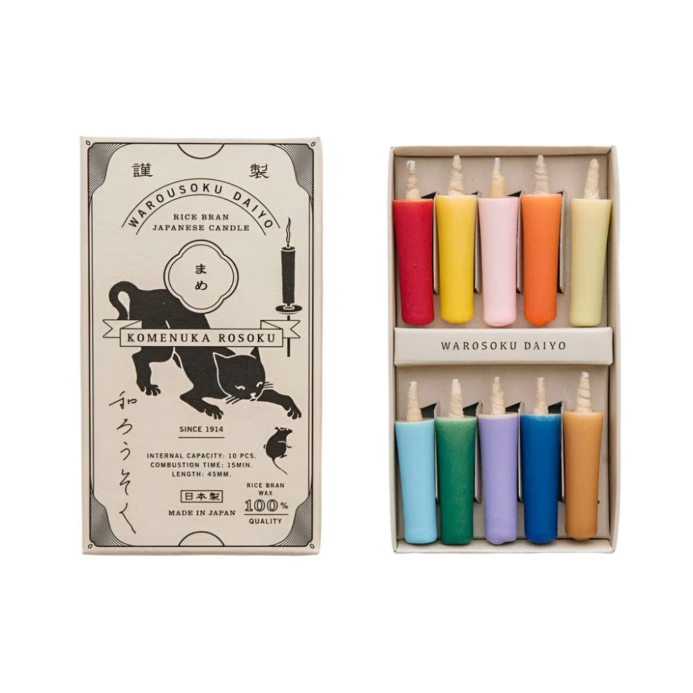 Rice Wax Candle Vivid Colors pack of 10 - Candles