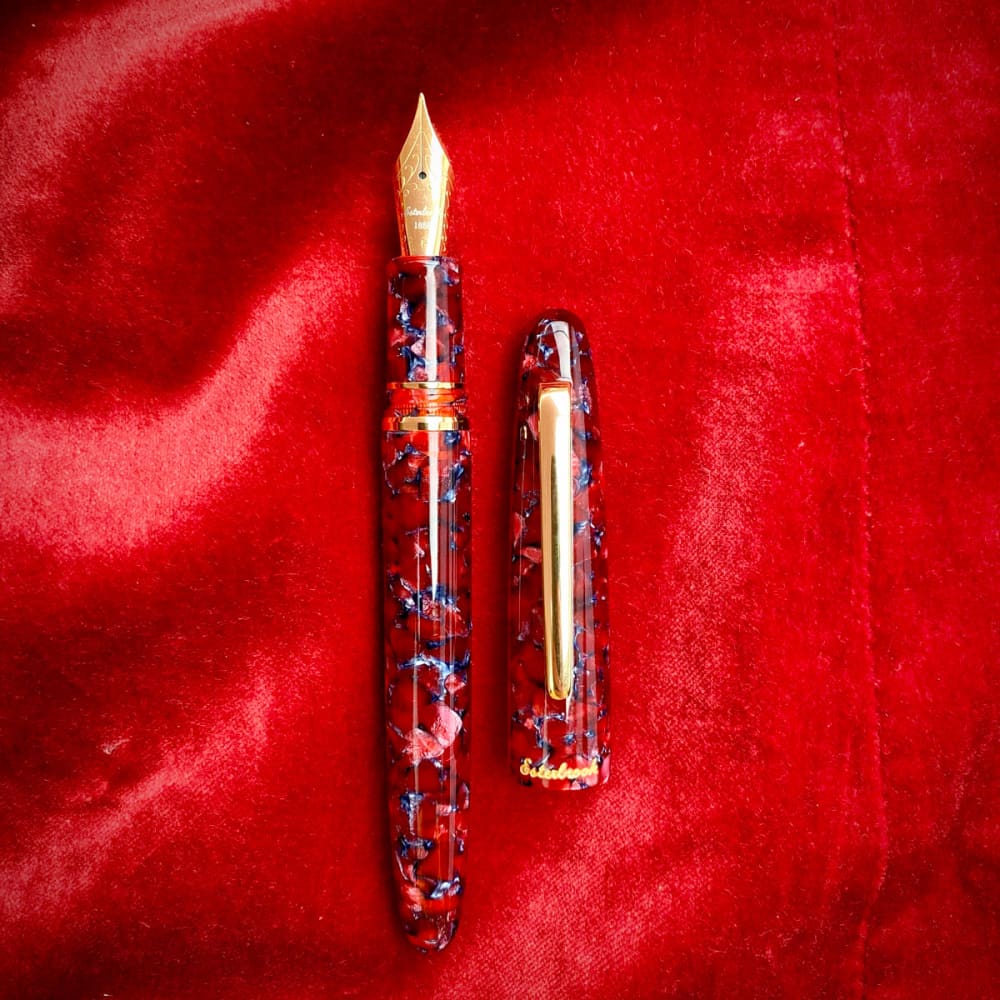 Rollerball pen - Estie Scarlet - Palladium Trim