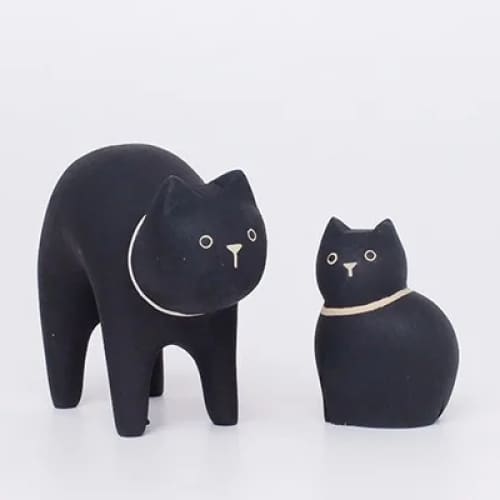 T-Lab./ Polepole Oyako/ Black Cat Child - Wooden Animal