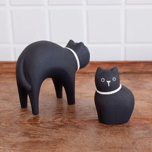 T-Lab./ Polepole Oyako/ Black Cat Child - Wooden Animal