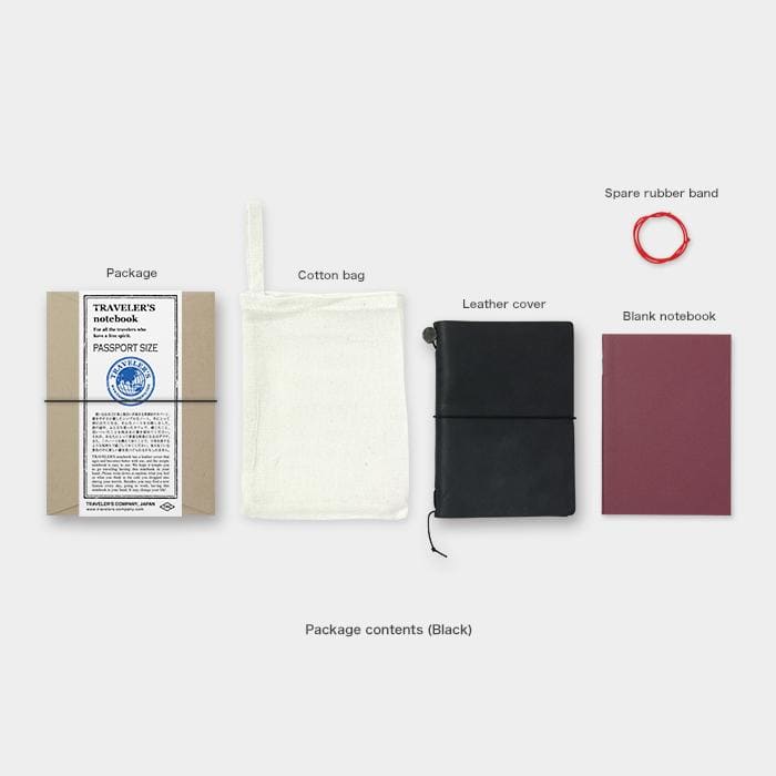 TRAVELER’S notebook cover Black in Leather - Passport Size -
