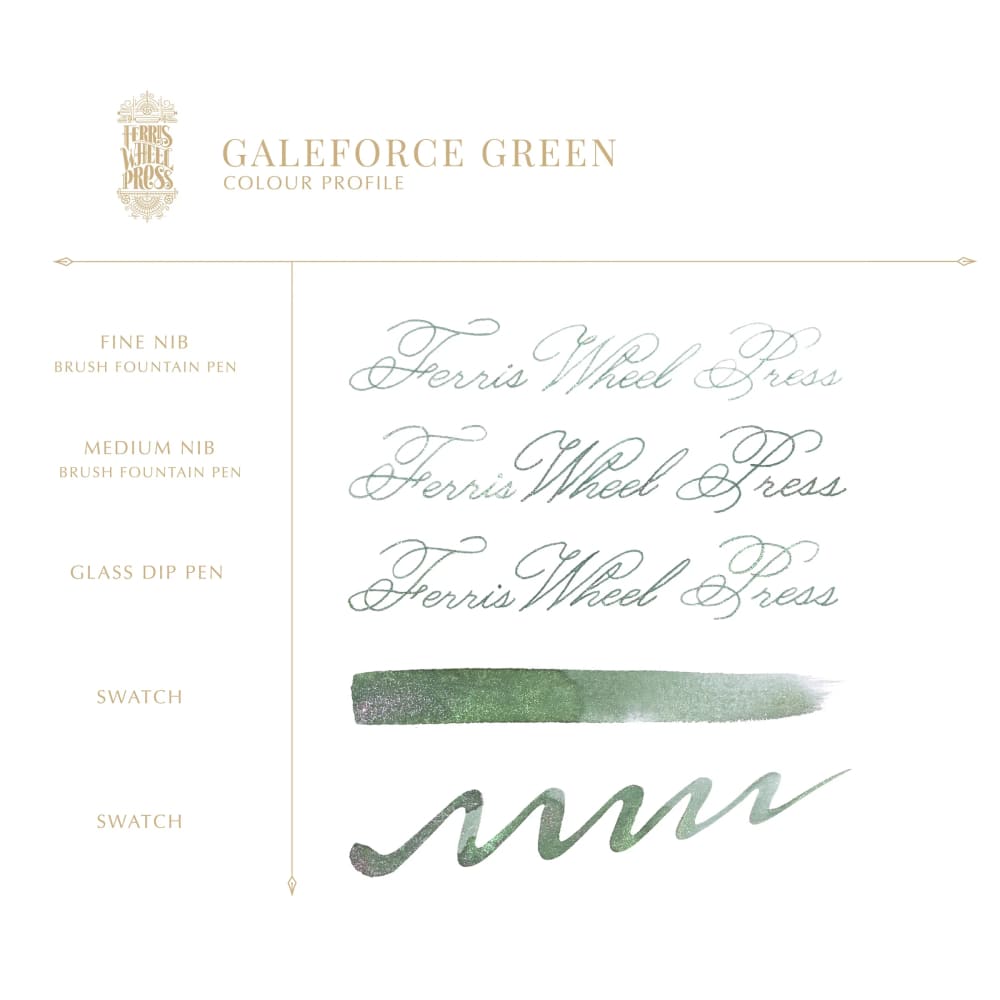 10ml Fountain Pen Ink - Galeforce Green - Ink