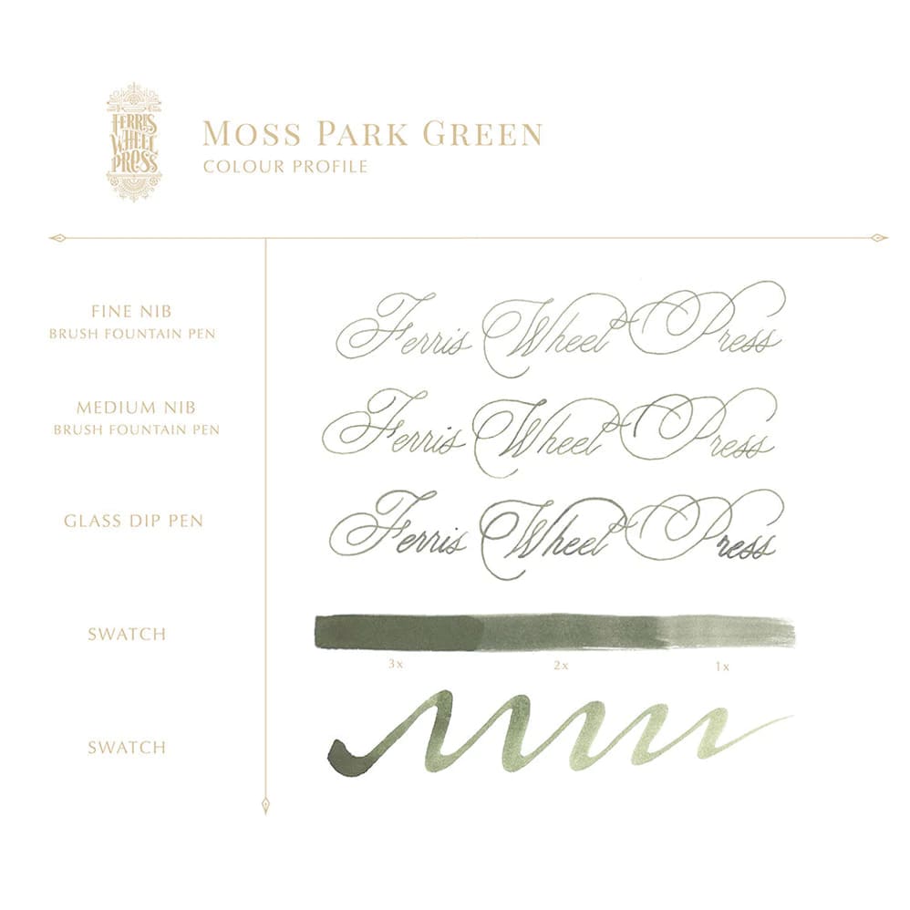 38ml Fountain Pen Ink - Moss Park Green - Ink