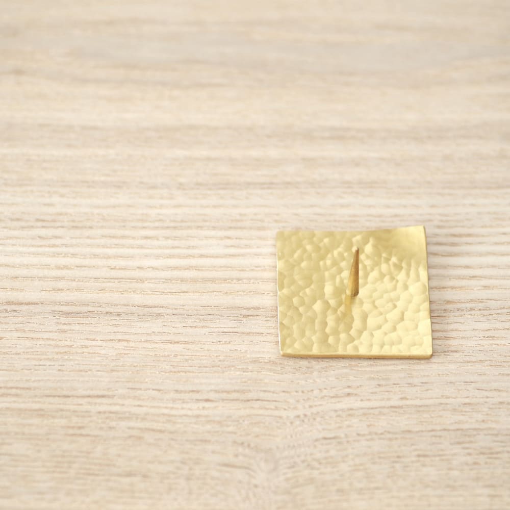 Brass Candle Stand Tsuchi Ita Hammered Plate Square -
