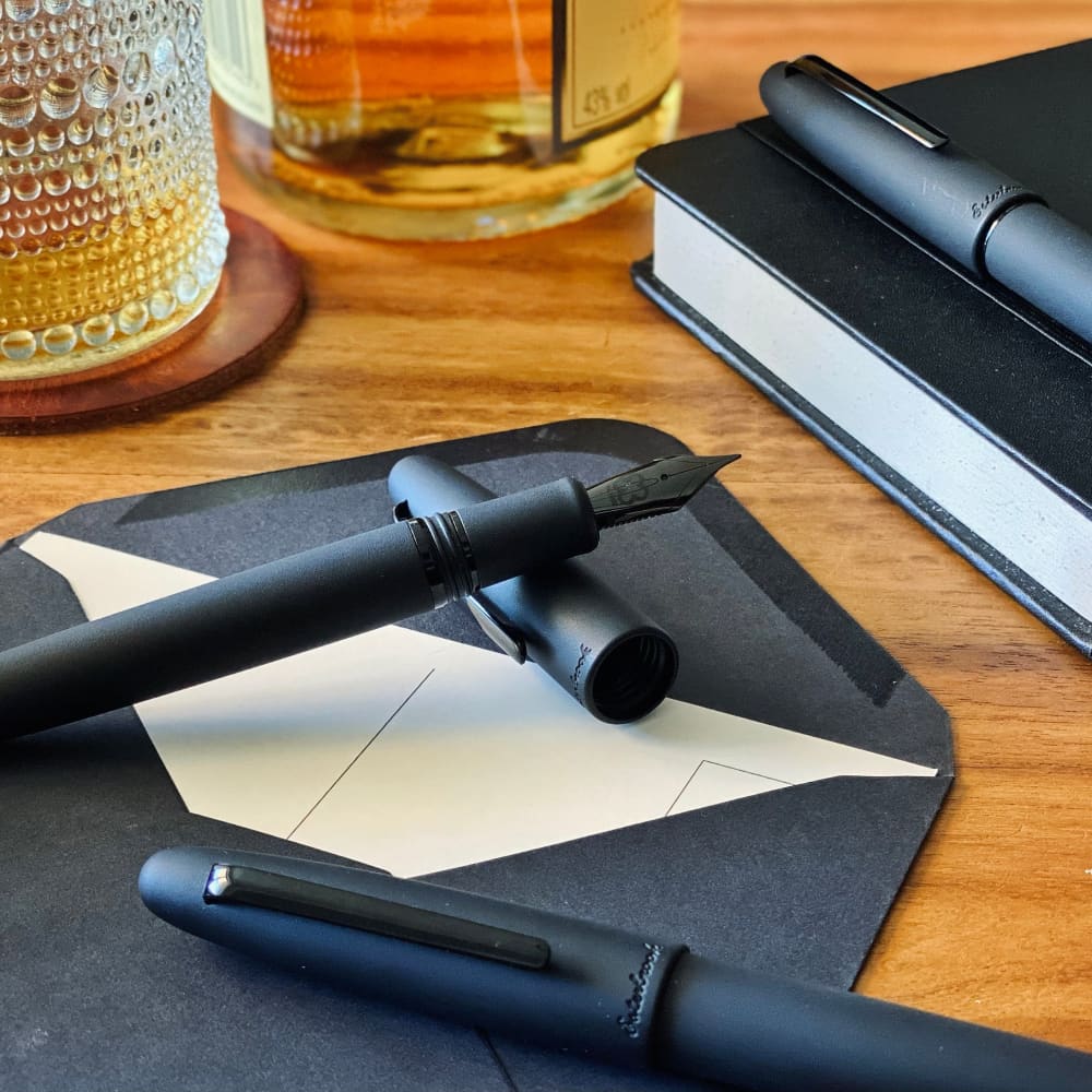 Estie Fountain Pen With Push Piston Raven Black Matte