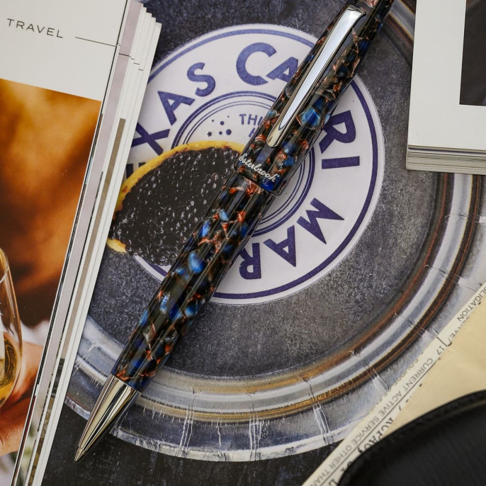 Estie Nouveau Blue Gold Trim Rollerball - Fountain Pen