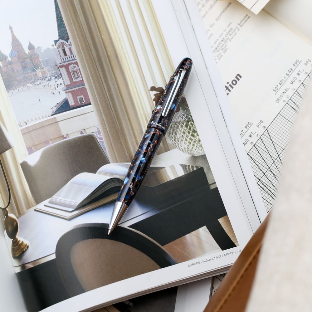 Estie Nouveau Blue Gold Trim Rollerball - Fountain Pen